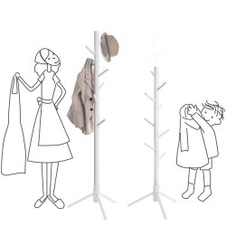 Stumtjener i hvid tr� - frakke stativ til entre - 47x47x175