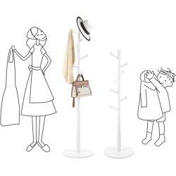 Stumtjener i hvid tr� - frakke stativ til entre - 38x38x175