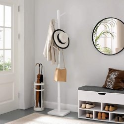 Stumtjener i hvid tr� - frakke stativ til entre - 30x30x175