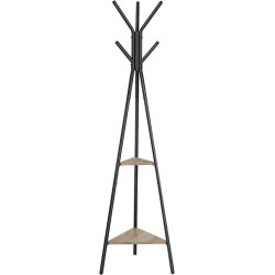 Stumtjener - frakke stativ i sort metal med 2 gr� beige hylder