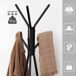 Stumtjener - frakke stativ i sort metal med 2 gr� beige hylder