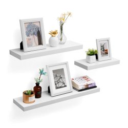 Hylde i tr� - v�gh�ngt tr�hylde - hvid v�ghylde 80 x 20 cm