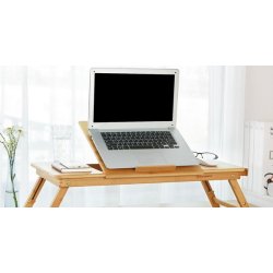 Brebar laptop stand i bambus - justerbar sammenklappelig