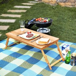 Brebar laptop stand i bambus - justerbar sammenklappelig