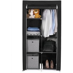 Kldeskab med stofsider - sort garderobeskab og tjskab - 170 cm