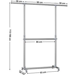 Tjstativ med 2 tjstnger - justerbar gr bjlestang p hjul