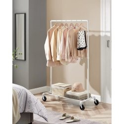 T�jstativ p� hjul - garderobestativ i vandr�r look med skohylde
