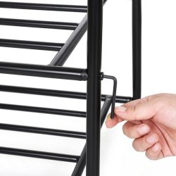 Tjstativ med hylder i sort metal - tjstang med 2 skohylder