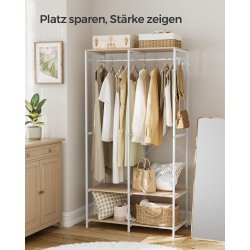 �ben garderobe - �ben t�jstativ - kl�deskab - hvid 40x94,5x180
