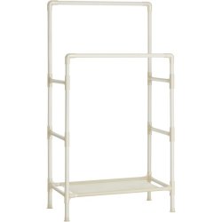 Garderobestativ - tjstativ med hylde og dobbelt tjstang - hvid