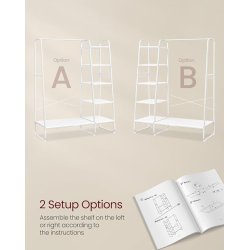 T�jstativ - hvid t�jstativ med b�jlestang og 5 hylder