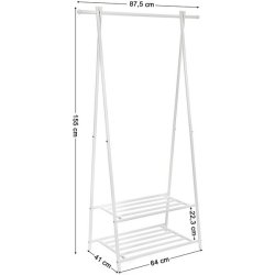 Tjstativ med hylder i hvid metal - tjstang med 2 skohylder