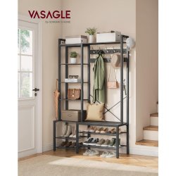 Garderobestativ stort 4-i-1 t�jstativ - gr� og sort 40x120x190