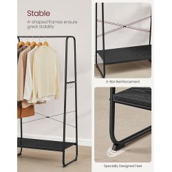 T�jstativ - sort t�jstativ med b�jlestang og 5 hylder