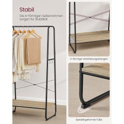 T�jstativ - sort og brun t�jstativ med b�jlestang og 5 hylder