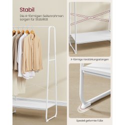 T�jstativ - hvid t�jstativ med b�jlestang og 5 hylder