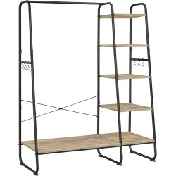 T�jstativ - sort og brun t�jstativ med b�jlestang og 5 hylder