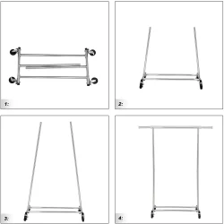 T�jstativ p� 4 hjul - kraftig krom garderobestativ til 90 kg