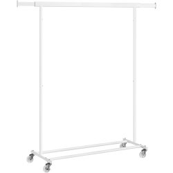 T�jstativ p� 4 hjul - kraftig hvid garderobestativ til 90 kg