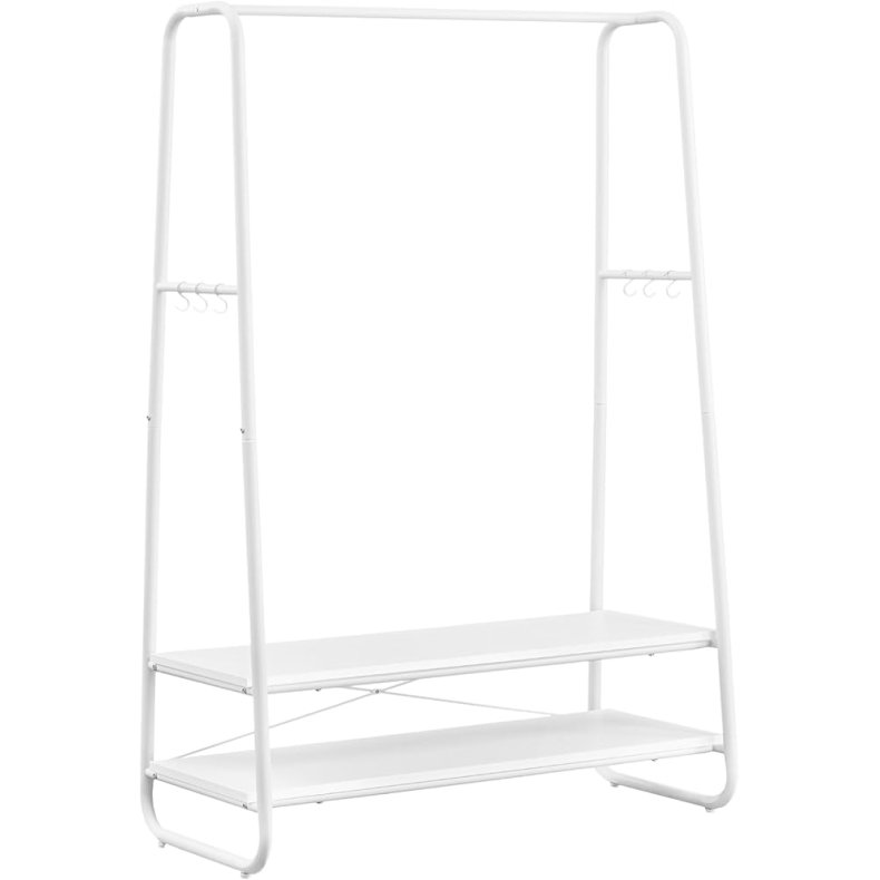 T�jstativ - hvid t�jstativ med b�jlestang og skohylder