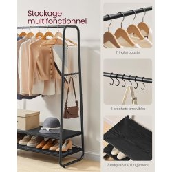 T�jstativ - sort t�jstativ med b�jlestang og skohylder