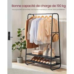 T�jstativ - sort t�jstativ med b�jlestang og skohylder