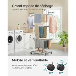 T�rrestativ til vasket�j - foldbart med vinger - hvid