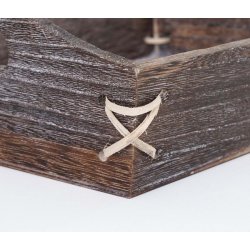 Bakker i tr - st med 3 serveringsbakker - brune trbakker - antik rustik