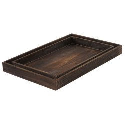 Bakker i tr - st med 2 trbakker - serveringsbakker i antik rustik brun