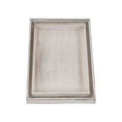 Bakker i tr - st med 2 trbakker - serveringsbakker i antik rustik hvid