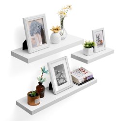 Hylde i tr� - v�gh�ngt tr�hylde - hvid v�ghylde 80 x 20 cm