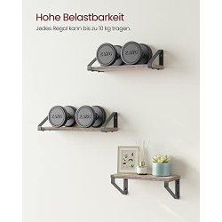 Hylder i tr - 3 vghngte svvende trhylder - gr vghylder