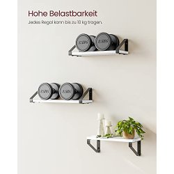 Hylder i tr� - 3 v�gh�ngte sv�vende tr�hylder - hvide v�ghylder