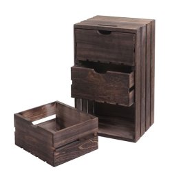 Kommode - brunt sengebord i antik look med 3 skuffer - 53 x 32 x 26 cm