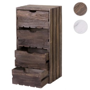 Kommode - brunt sengebord i antik look med 4 skuffer - 70 x 32 x 26 cm
