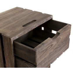 Kommode - brunt sengebord i antik look med 4 skuffer - 70 x 32 x 26 cm