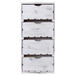 Kommode - hvidt sengebord i antik look med 4 skuffer - 70 x 32 x 26 cm