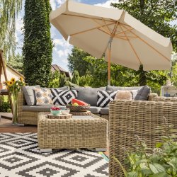 Trparasol  300 cm med tilt - rund 3 M haveparasol - taupe