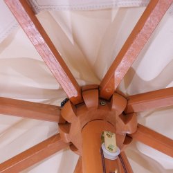 Tr� parasol � 350 cm - rund tr�parasol p� � 3,5 meter - creme/beige