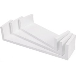 Hylder i tr - 3 vghngte svvende trhylder - hvide vghylder