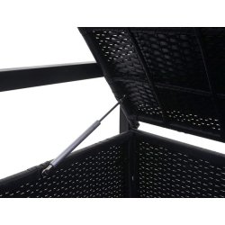 Havebnk med hyndeboks - sort polyrattan med creme hynde - 3 personer