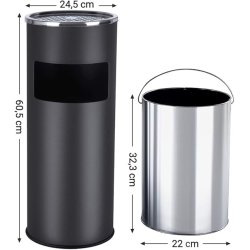 Skraldespand - udendrs skraldespand med askebger - sort