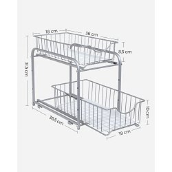 Opbevaringskurve - 2 udtrkskurve til skab og bord - gr metal