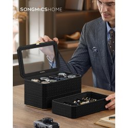 Urkasse til 8 ure i kunstl�der - 3-lags display�ske - sort