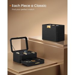 Urkasse med rejseetui i kunstlder - urboks til 8 ure - sort