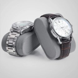 Urboks i kunstlder - displayske til 6 ure - sort urkasse