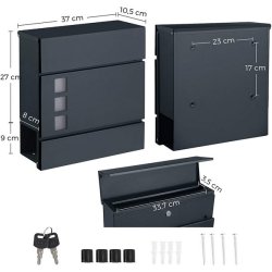 Brevkasse med avisr�r - v�gh�ngt postkasse - antracit brevkasse