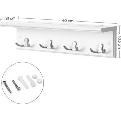 Knager�kke i tr� med hattehylde og 4 dobbeltknager - hvid