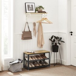 Knager�kke med hattehylde og b�jlestang 60x30 cm - brun og hvid