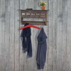 Vghngt garderobe med 5 skuffer - antik rustik brun knagerkke 32x65x13